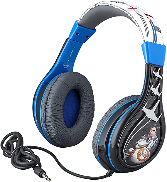 Star Wars Ep 9 Kids Headphones, Adjustable Headband, Stereo Sound, 3.5Mm Jack, Wired Headphones for Kids, Tangle-Free, Volume Control, Foldable, Childrens Headphones Over Ear for School Home Travel