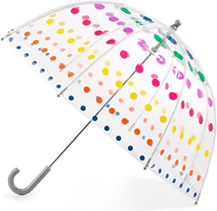totes Kid's Clear Bubble Umbrella with Easy Grip Handle, Dots
